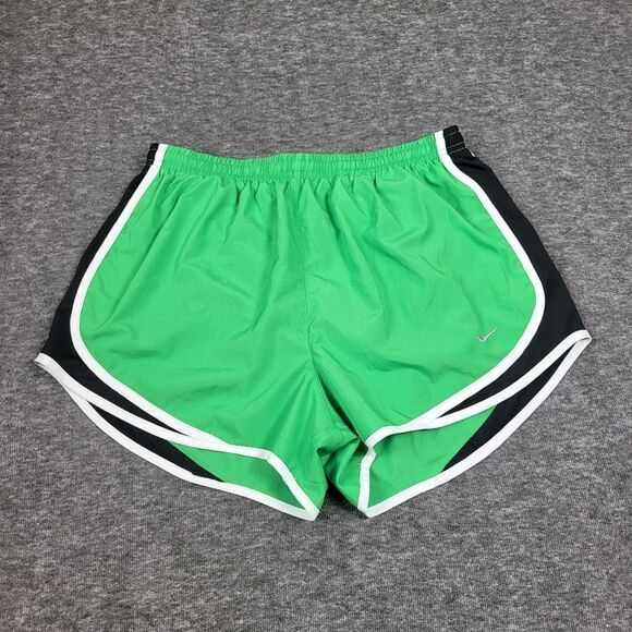 Nike Dri-fit Women’s AthleticTrack Running Shorts Size L Green Black White Color - Picture 1 of 10